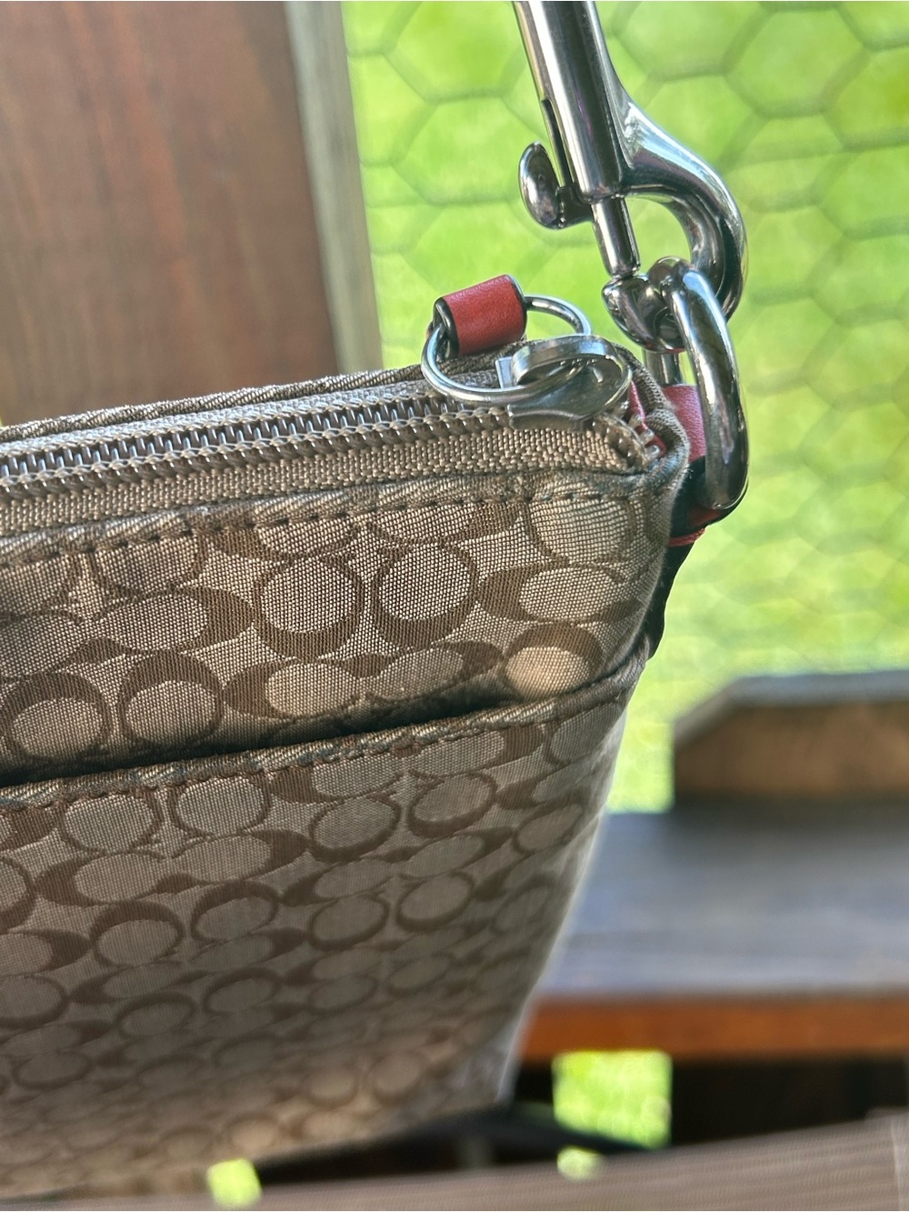 Coach Signature striped Carnelian Swingpack Crossbody - Picture 8 of 16